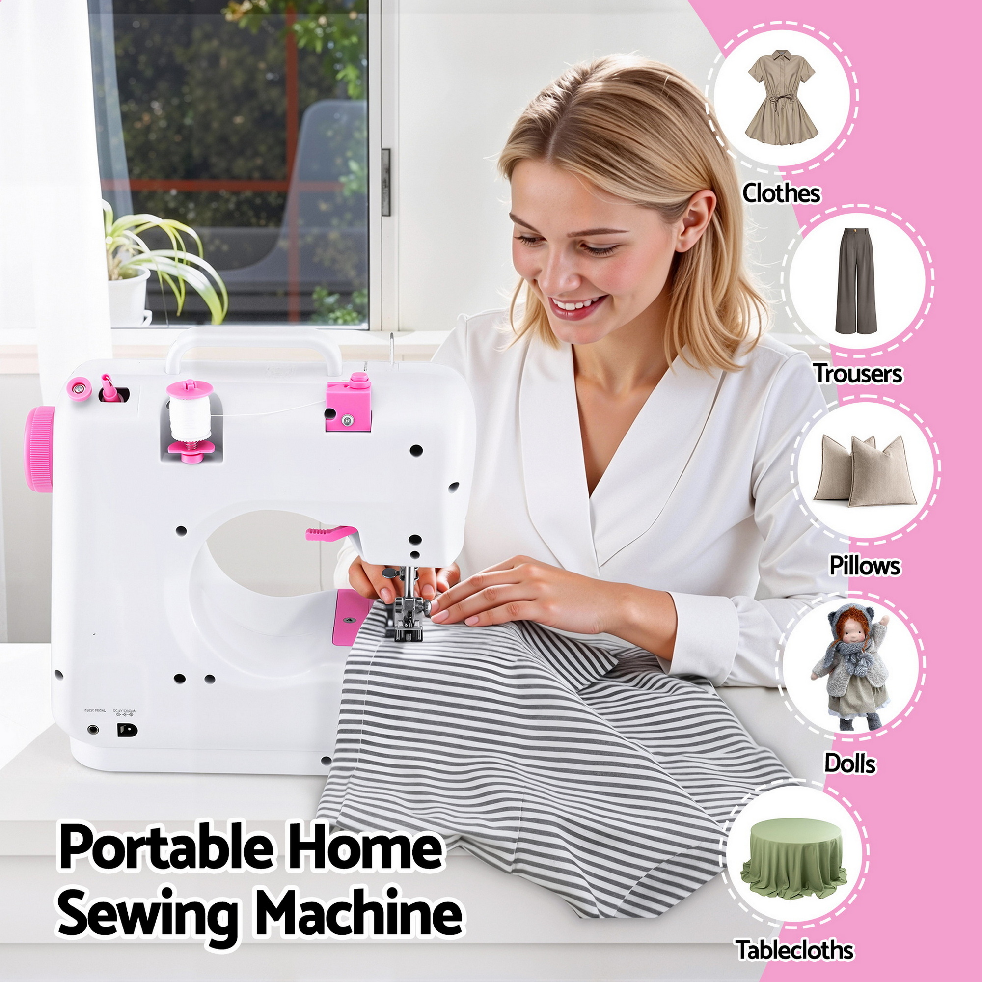 Devanti 12 Stitches Mini Sewing Machine for Beginners Portable Sewing Machine Kit with LED Lights — image 5