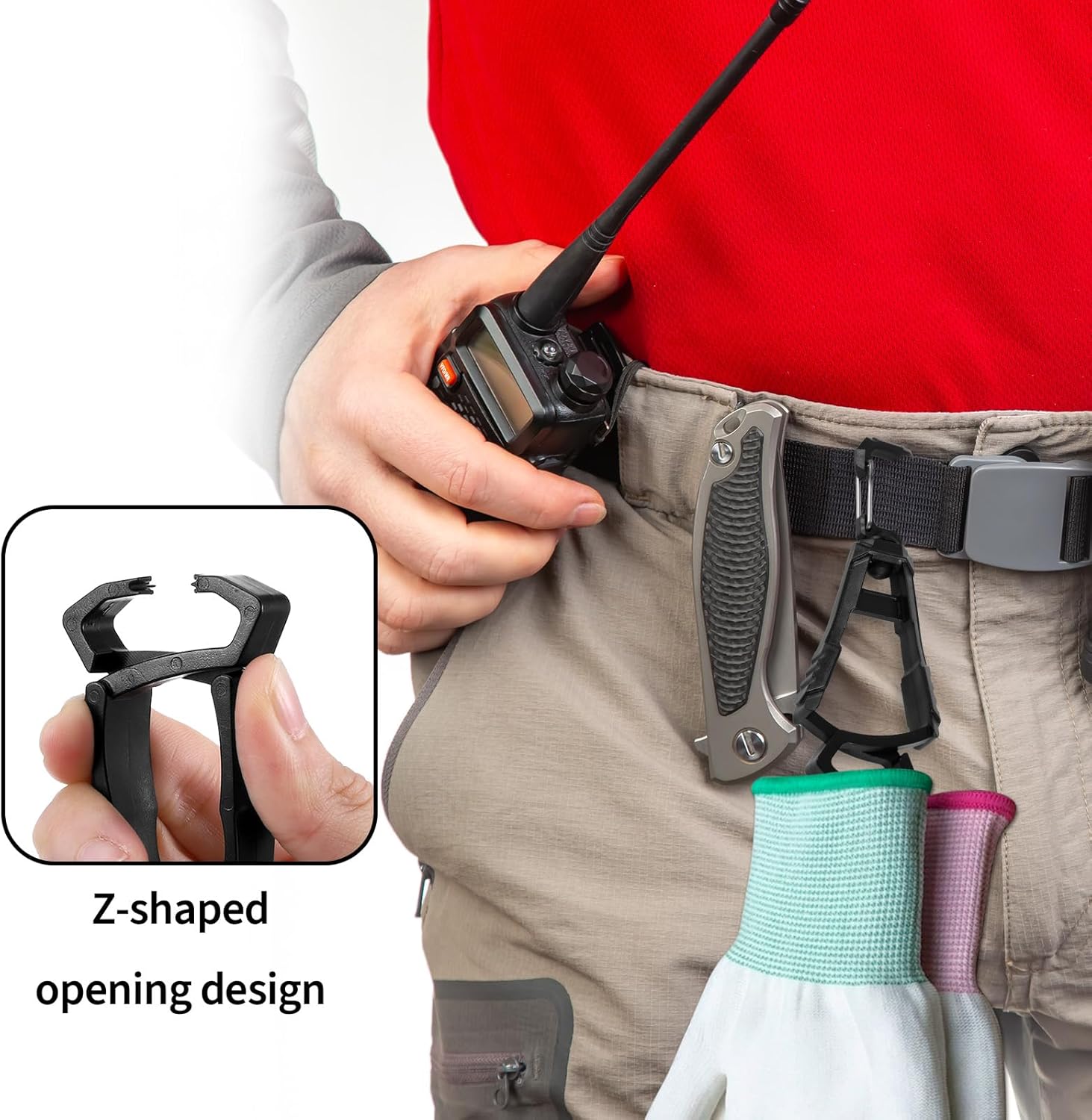 Xindojuz 6 PCS Glove Clips for Work Glove Holders, Powerful Bite Gloves Holder Clip for Duty Belt and Pants Prevent Loss and Free Hands Gloves Clips for โ image 4