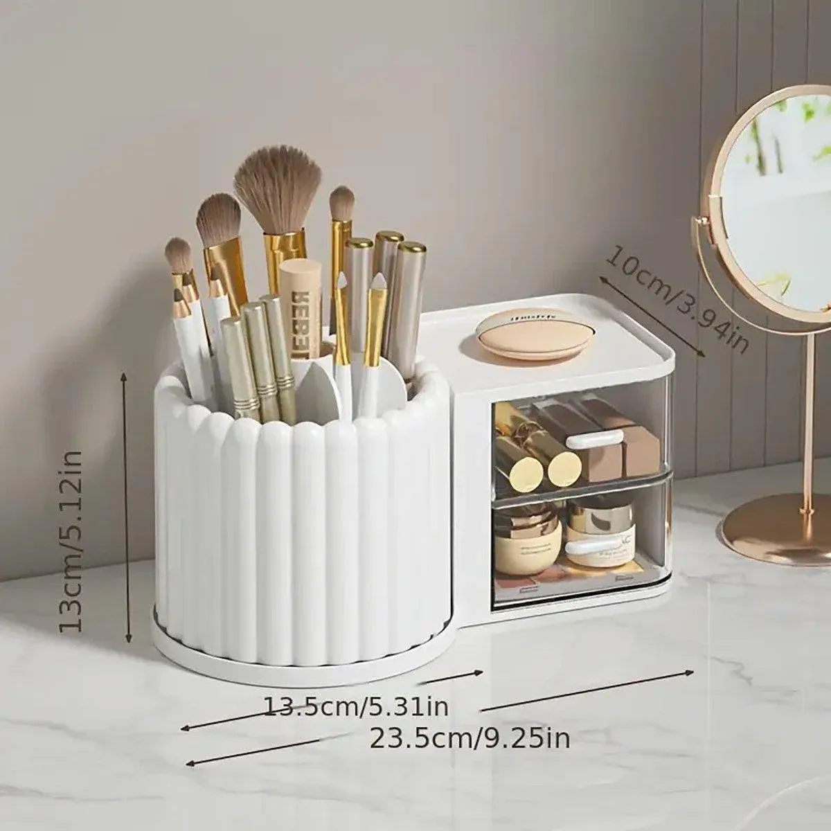 Rotating Cosmetic Pen Holder Dustproof Waterproof Storage Box Sanitary Organizer - White β image 4