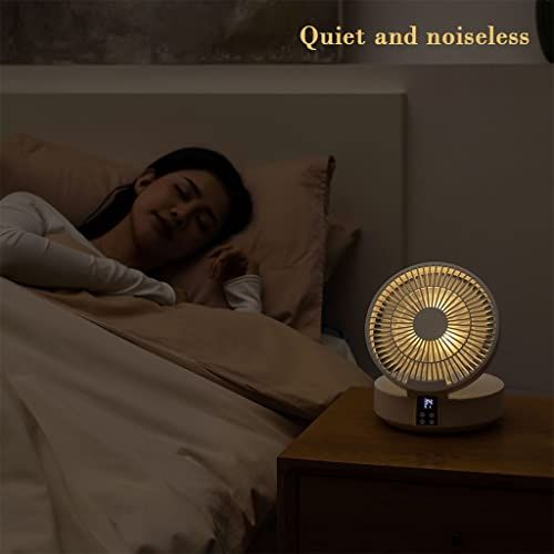Desktop Fan with Remote, Portable Rechargeable LED Light Fan Air Cooler Mini Desk USB Fan with Quiet Operation, ( Color: White ) — image 2