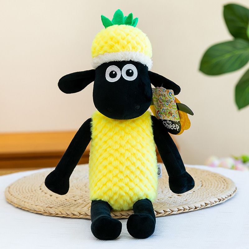 Cute Shaun the Sheep Plush Toy - Soft Stuffed Sheep Doll with Pineapple - Adorable Animal Plushie for Birthday Gift - Shaun Pineapple 40cm