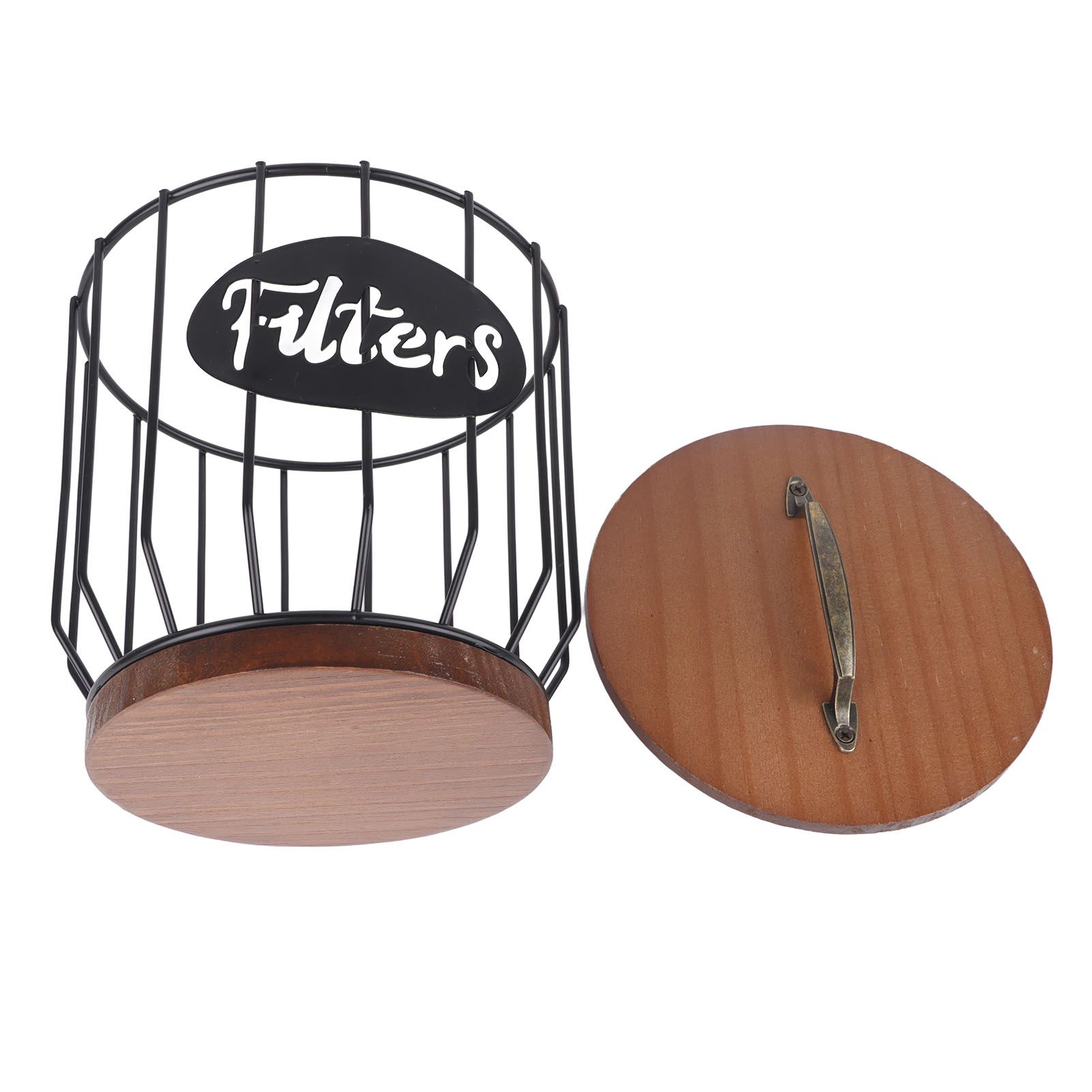 Rustic Coffee Filter Holder with Lid Coffee Filter Storage Container Coffee Pod Holder for Counter Coffee Bar Accessories Decor 0291 F Black โ image 5