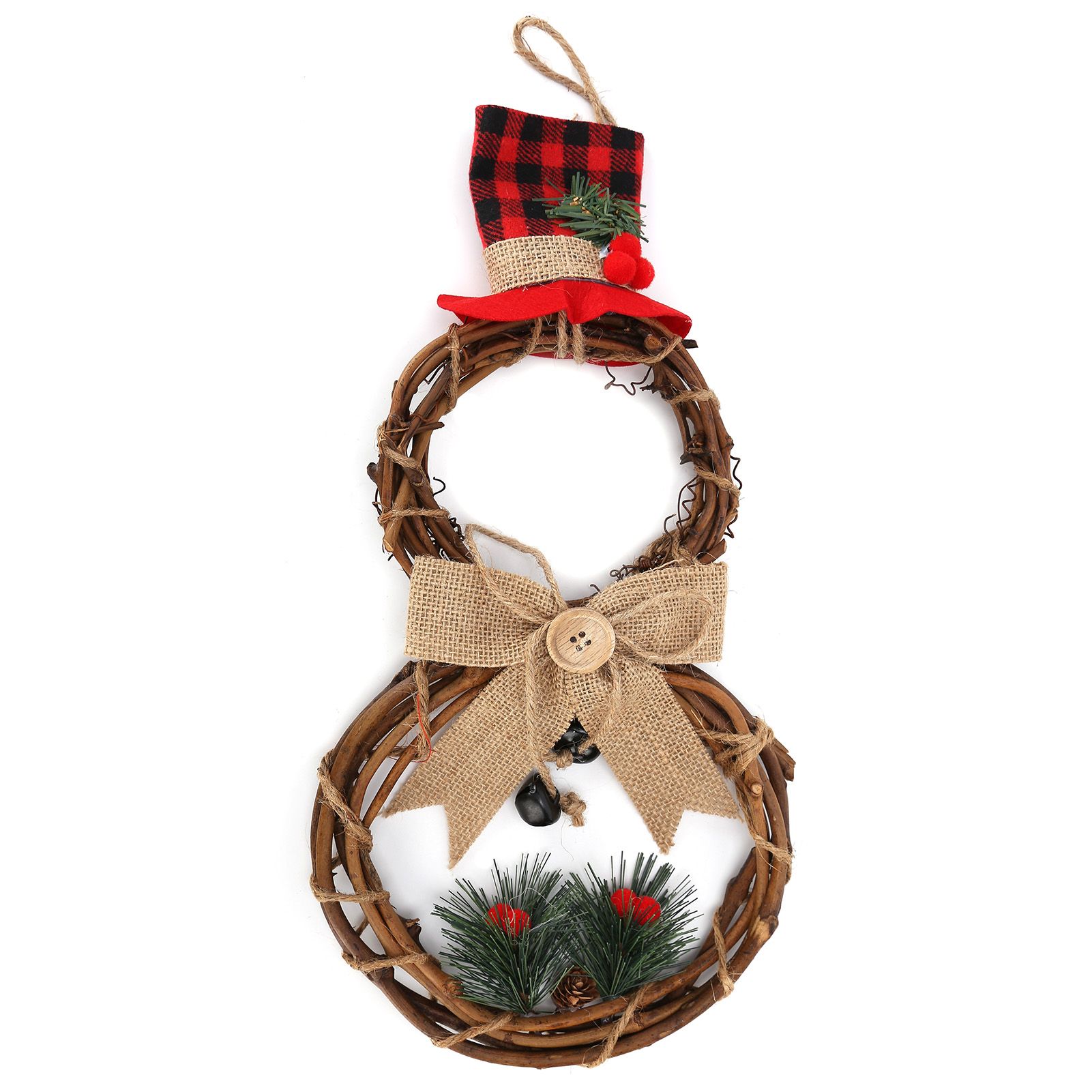 LED Christmas Snowman Wreath Christmas Door Decoration with Light for Home Decorations โ image 5