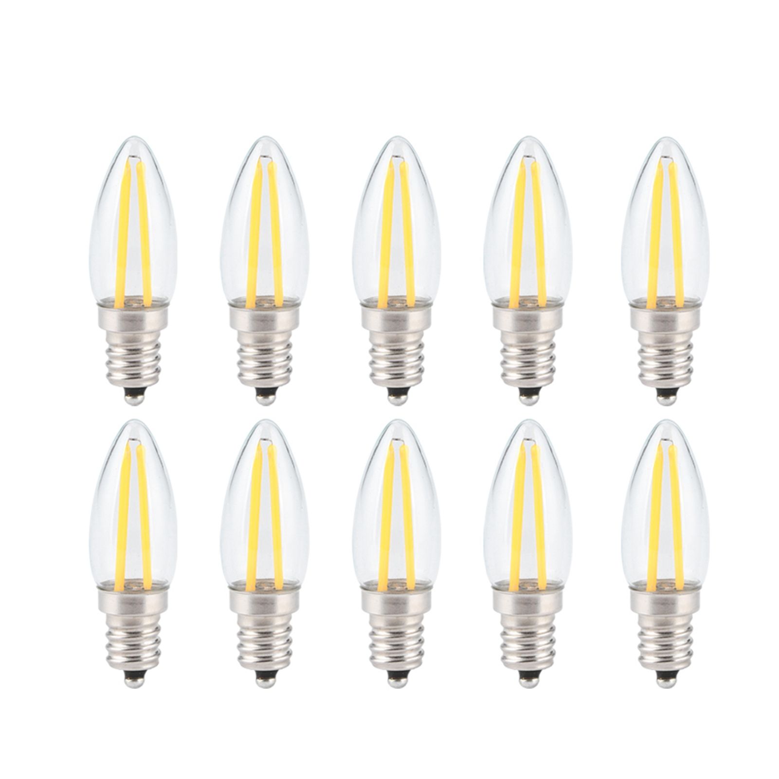10Pcs E12 Long Filament Small LED Light Bulbs Dimmable Lamp 1.5W AC110V for Home Lighting โ image 2