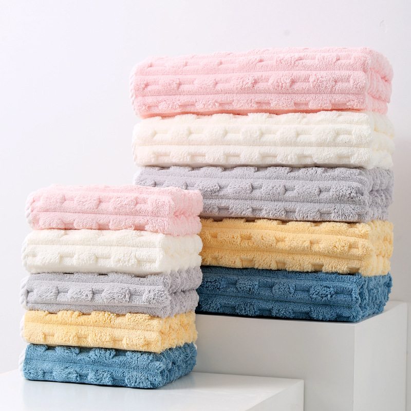 Yellow Thickened Coral Fleece Towel Set, Large Bath Towel & Face Towel Combo, Soft & Absorbent Towels for Home Use โ image 2