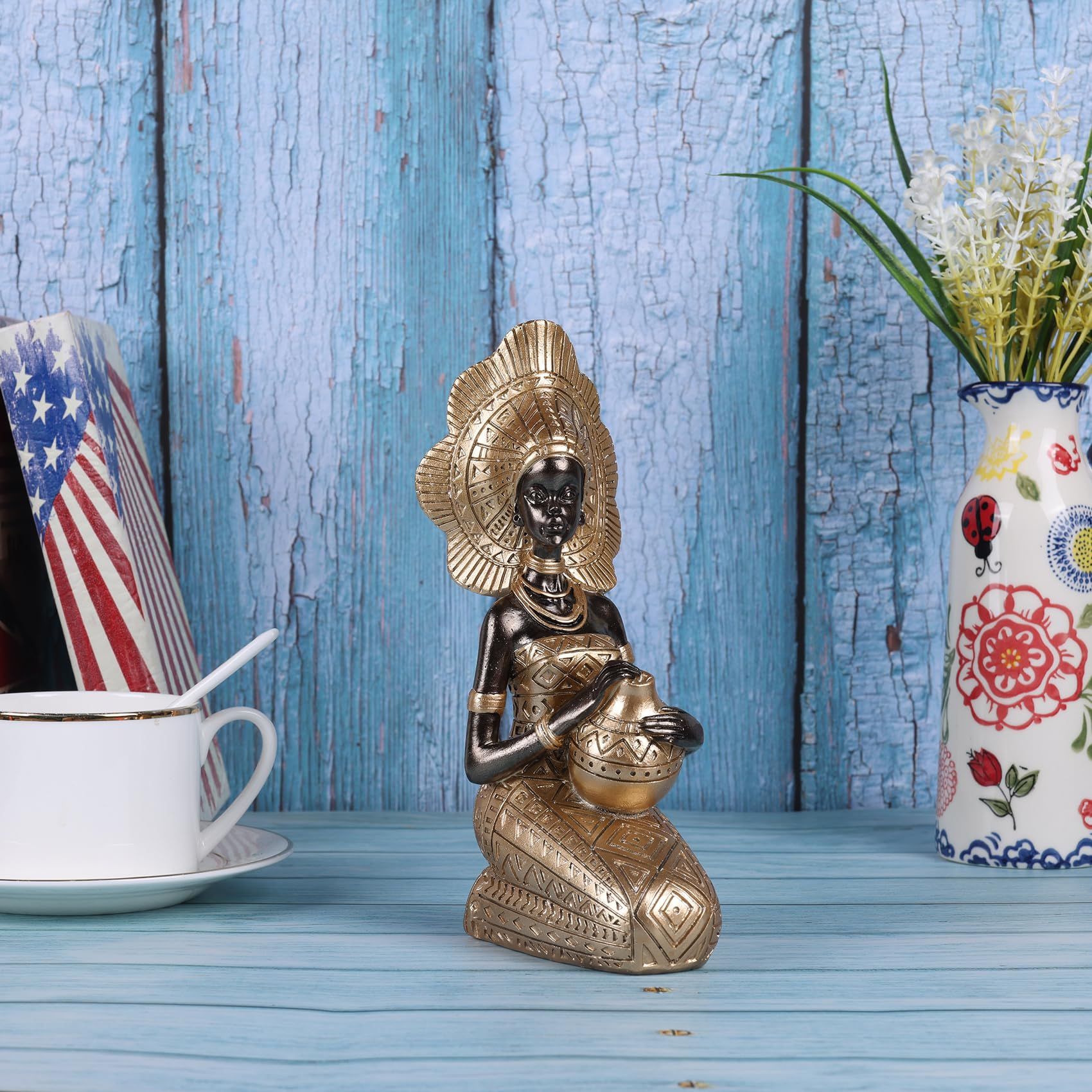 Unique African Lady Statues with Rich Tribal Essence,Sculptures for Home Decor,Weddings and Holidays,Exquisite Handcrafted — image 5