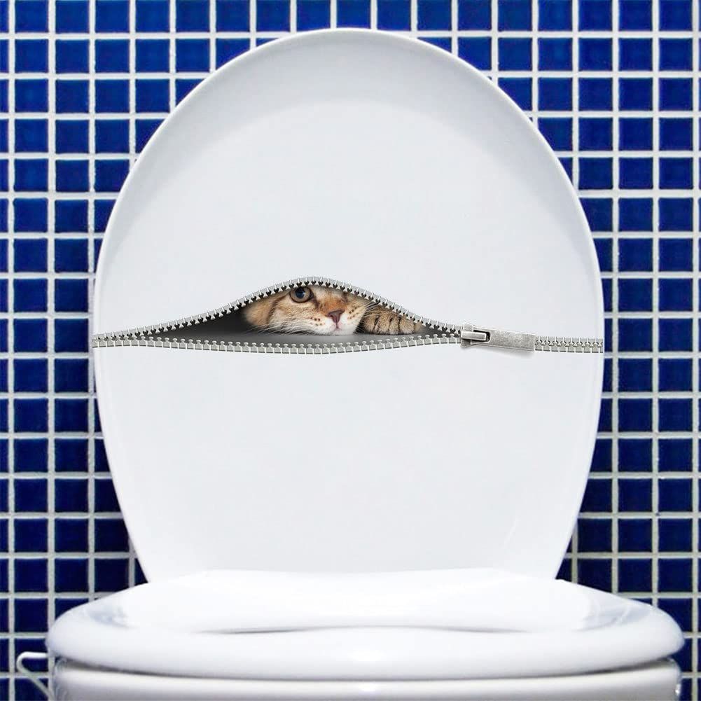 Cartoon Creative Cute Cat Toilet Wall Stickers Toilet Decorative Stickers Self-Adhesive Removable Wall Stickers Lovely Animals — image 2