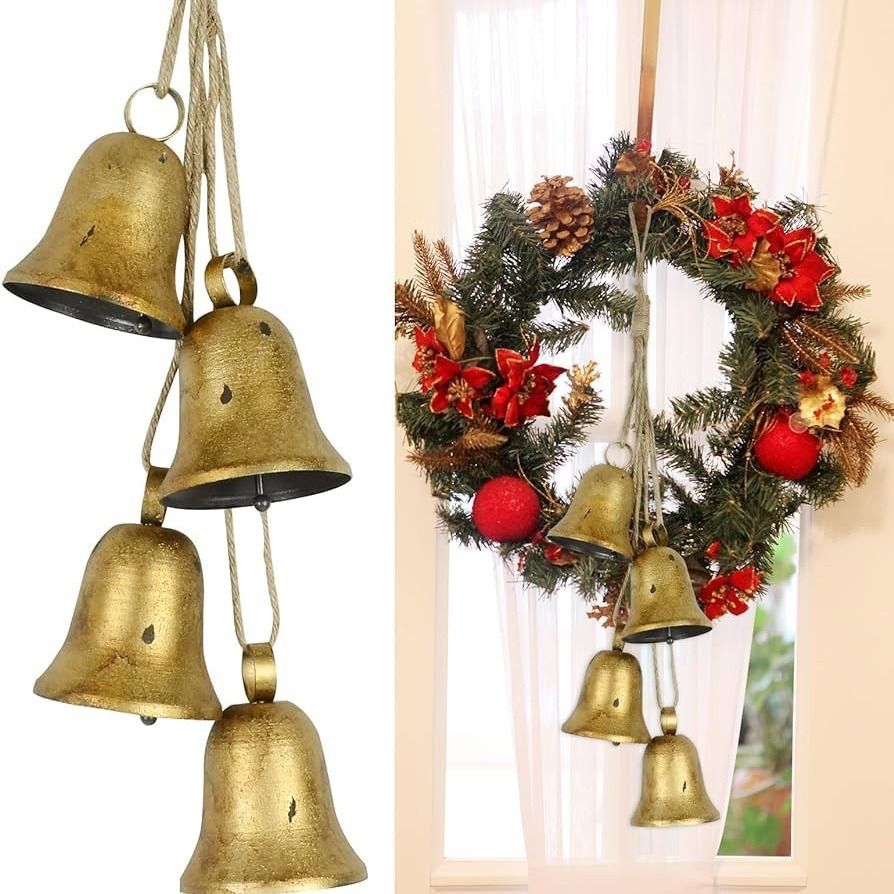 Decorative Bells, Christmas Decor Bells, Huangma Hanging Rope Metal Decorative Bull Bell, Classic Bell-Shaped Bell, Vintage Handmade Rustic Lucky Christmas Cow — image 3