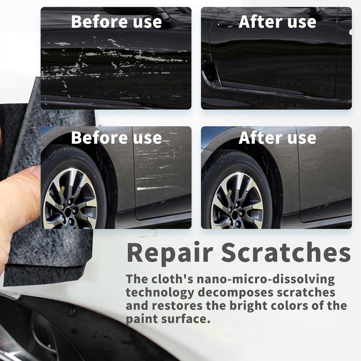 6 Pieces - Car Paint Scratch Remover Scratch Repair Cloth - Microfiber Cloths Professional - Nano Sparkle Cloth - Nano Scratch Cloth Clean Tool Repair — image 4