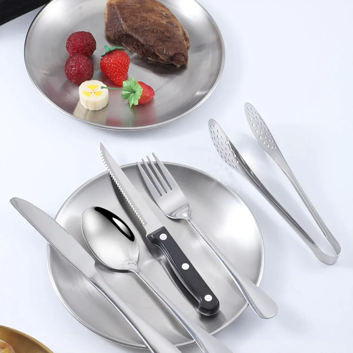 10/20PCS Camping Cutlery Set Outdoor Picnic Utensils Plates Spoons Forks Knives - Red-2 People — image 6