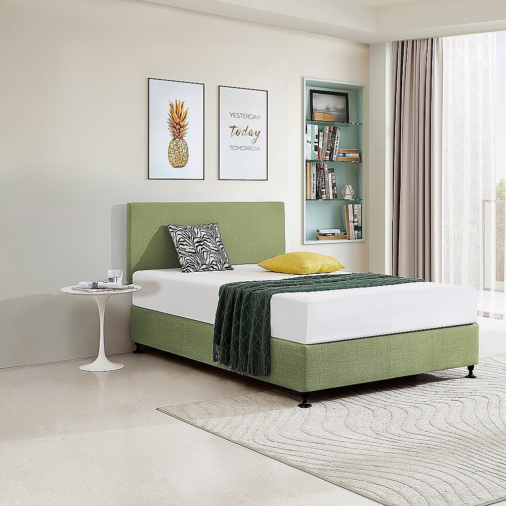 Linen Fabric Double Bed Deluxe Headboard Bedhead - Olive Green โ image 2
