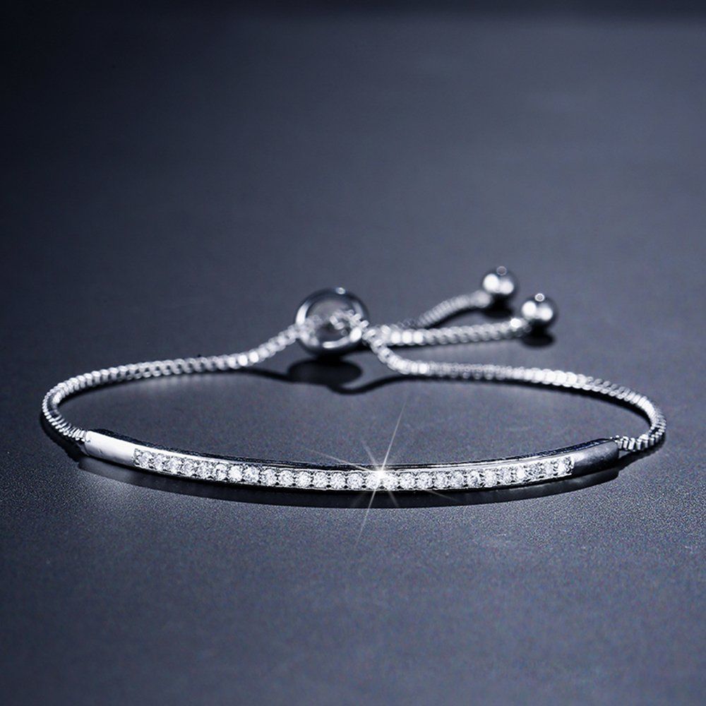 Fashionable silver women's bracelet, exquisite sliding buckle bracelet jewelry, adjustable women's bracelet — image 3