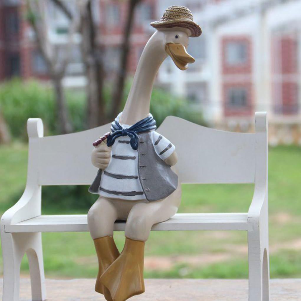 Garden Statue Couple Duck Statue Outdoor, Garden Duck Ornaments Resin Couple Duck Statue Yard Art Crafts Decor for Lawn — image 4