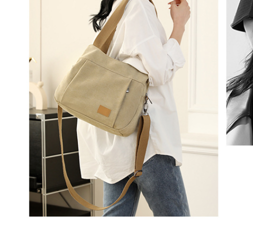 Purple Multi-functional Large Capacity Canvas Tote Bag - Versatile 3-Way Adjustable Shoulder and Crossbody Handbag for Work, Travel, and Daily Use — image 4