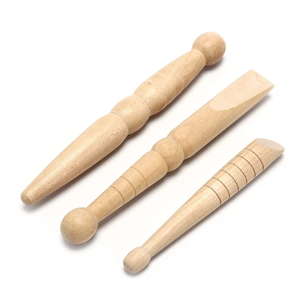 Massage Sticks, Set of 3 - Ideal for Pain Relief, Acupressure, Reflexology & More Wooden solid wood acupoint stick