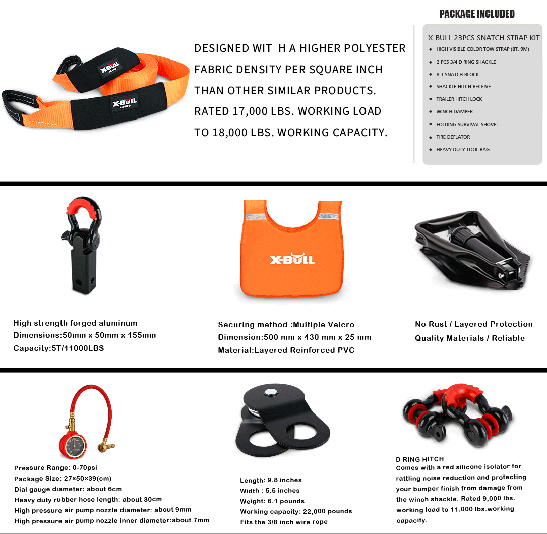 X-BULL 4WD Recovery Kit Snatch Strap / Recovery Tracks Gen3.0/ Mounting pins โ image 2