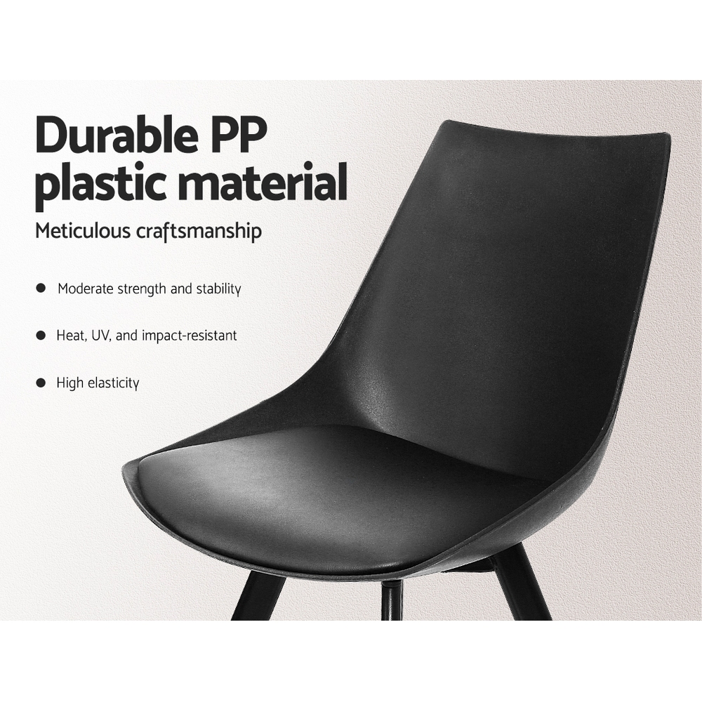 Artiss Dining Chairs Set of 2 PU Leather Plastic Metal Black โ image 4