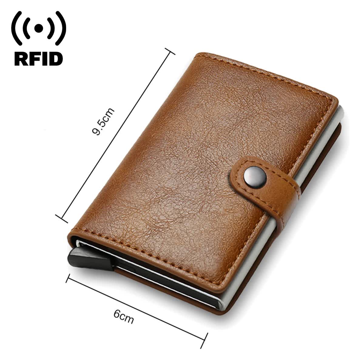 Carbon Fiber Credit Card Holder Wallet Men RFID Smart Metal Thin Slim Pop Up Minimalist Wallet Small Black Wallet Metal Vallet Carbon Bronze — image 4