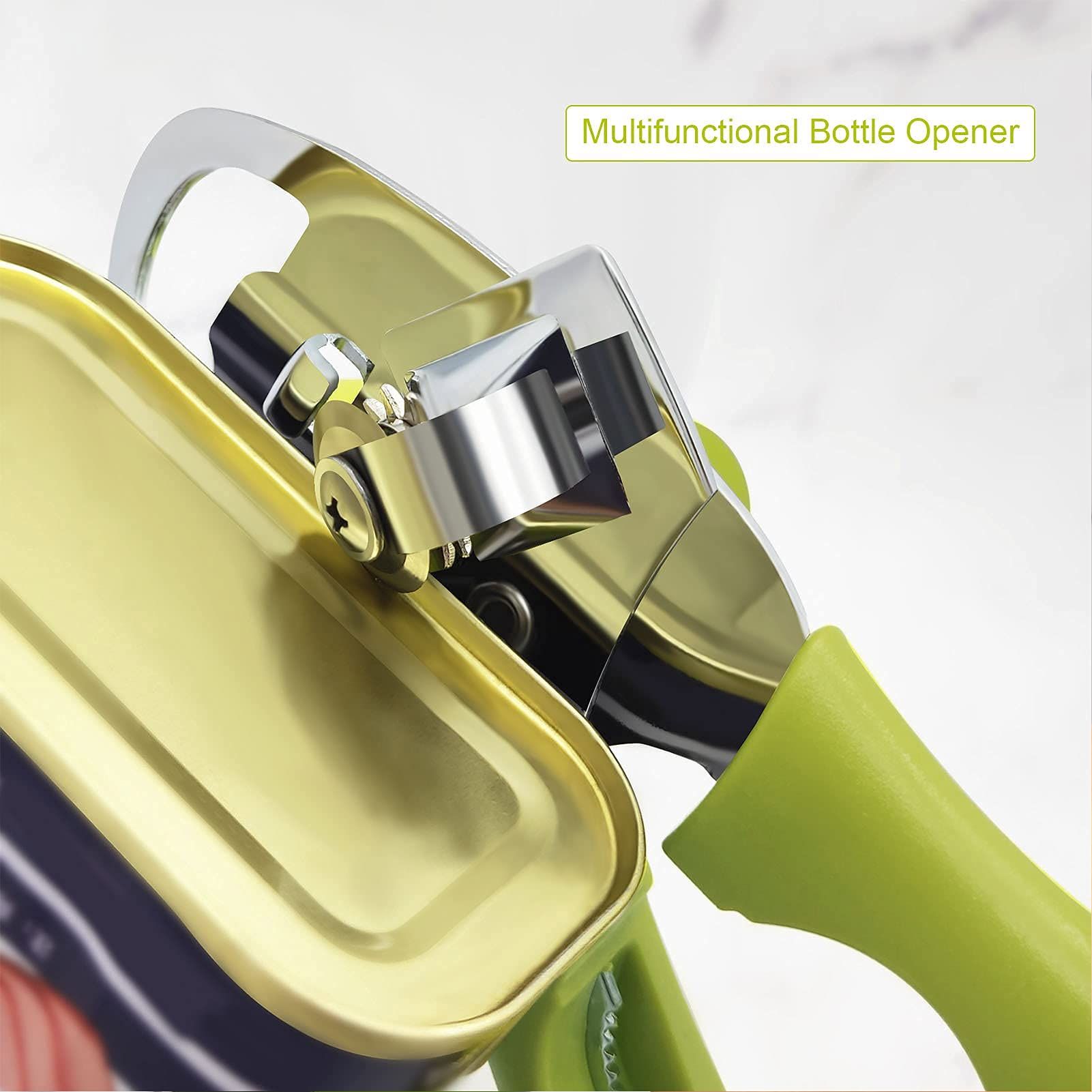 4-in-1 Stainless Steel Can Opener, Hand-Held Can Opener, Labor-saving Handle, Easy To Grasp And Heavy Load, Green — image 4
