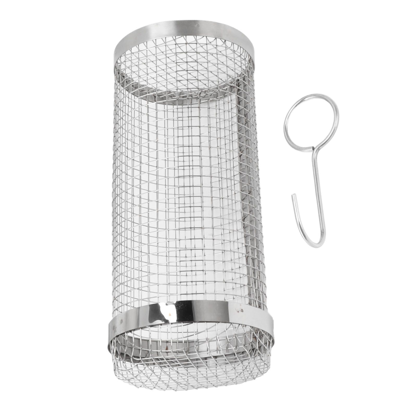 Barbecue Grilling Basket Stainless Steel Heat Resistant Rust Prevention BBQ Grill Cage with Hook for Camping Party 20cm/7.9in — image 3