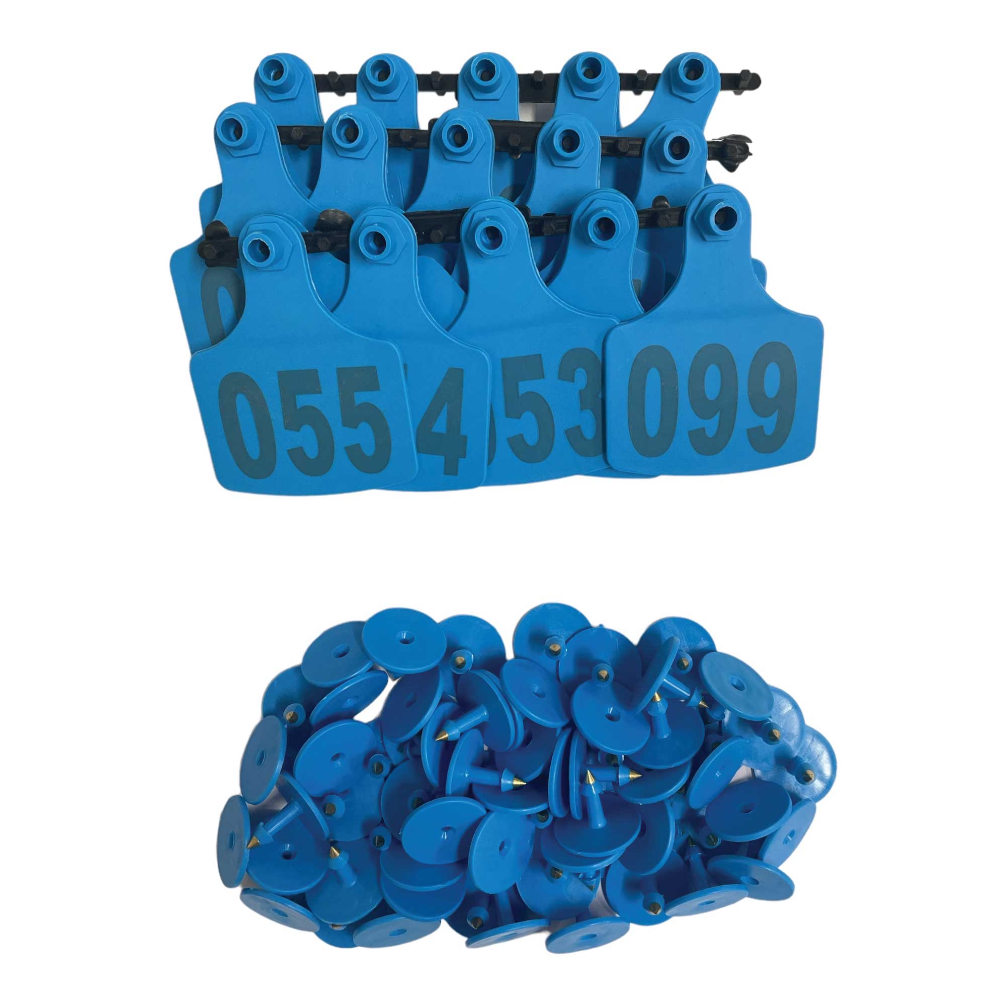 1-100 Cattle Number Ear Tags 7.5 × 10cm Set - XL Blue Cow Sheep Livestock Labels