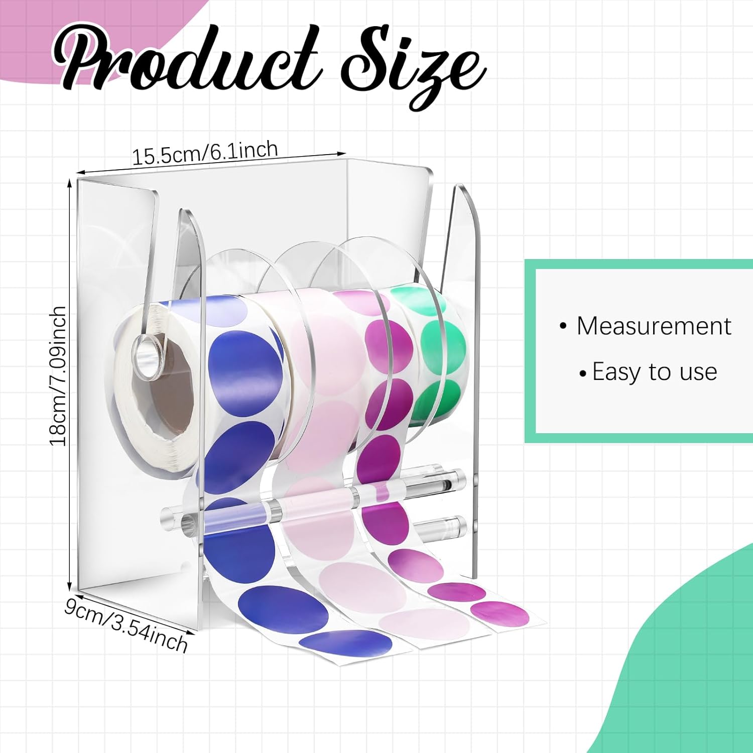 Adjustable Label Dispenser with 4 Rolls Transparent Design — image 2