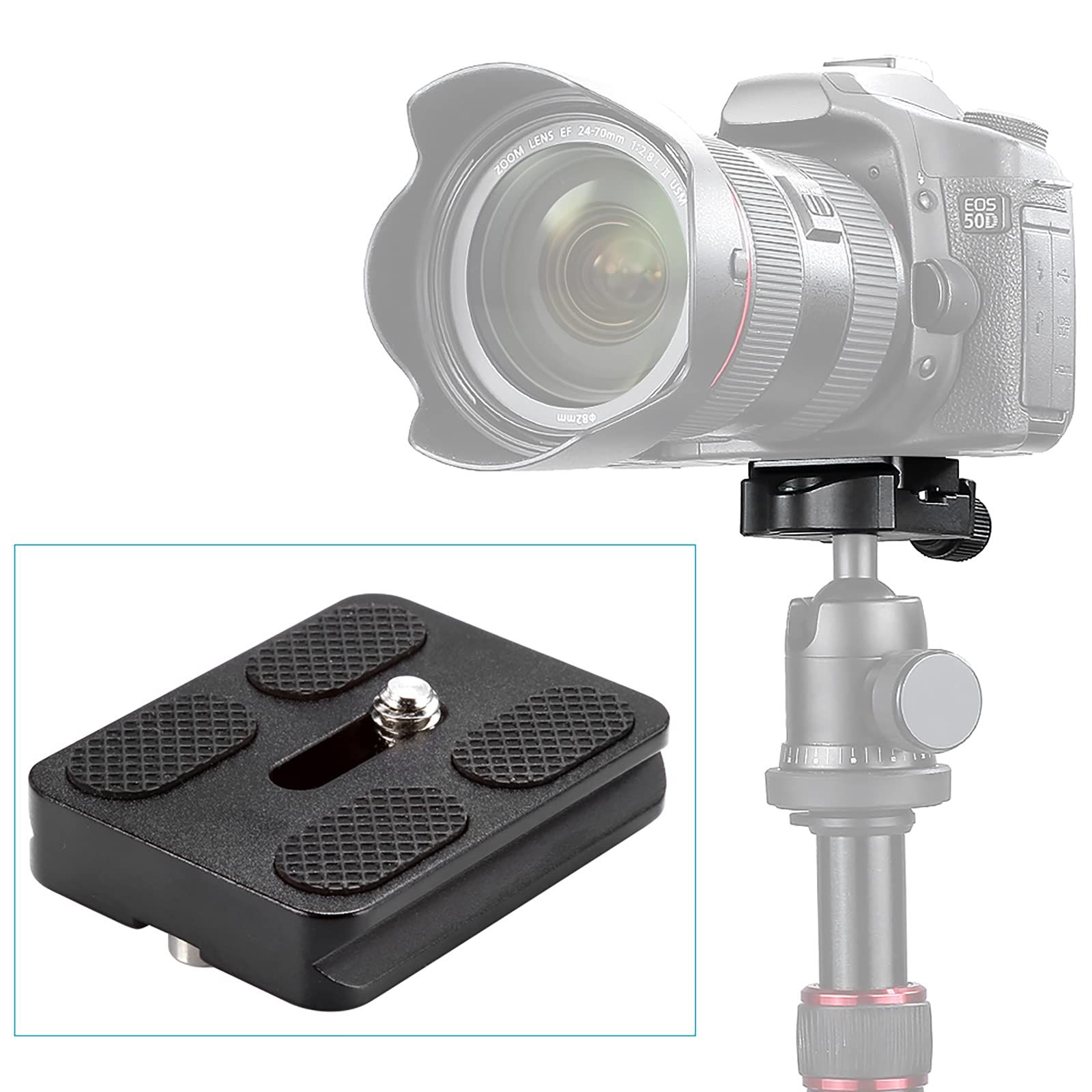 Pack of 2 PU-50 50 mm Universal Metal Quick Release Plate Screw, Compliant with Standard for Camera Tripod Ball Joint (Black) — image 2