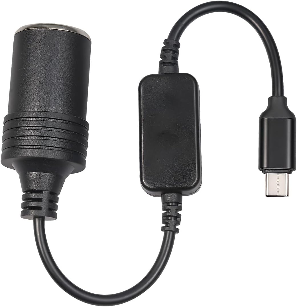 USB C Male to 12V Car Cigarette Lighter Socket Female Converter Cable, USB to Cigarette Lighter Adapter Power Cable, 10W Type C Female Converter for Driving
