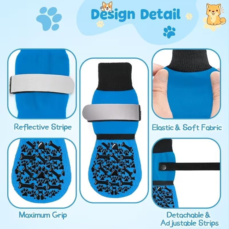 Dog Socks Outdoor Waterproof Non Slip Bone Style Cotton White bone style [opp bag] M medium-sized sole is about 6.5*16cm [recommended within 10-15kg — image 3