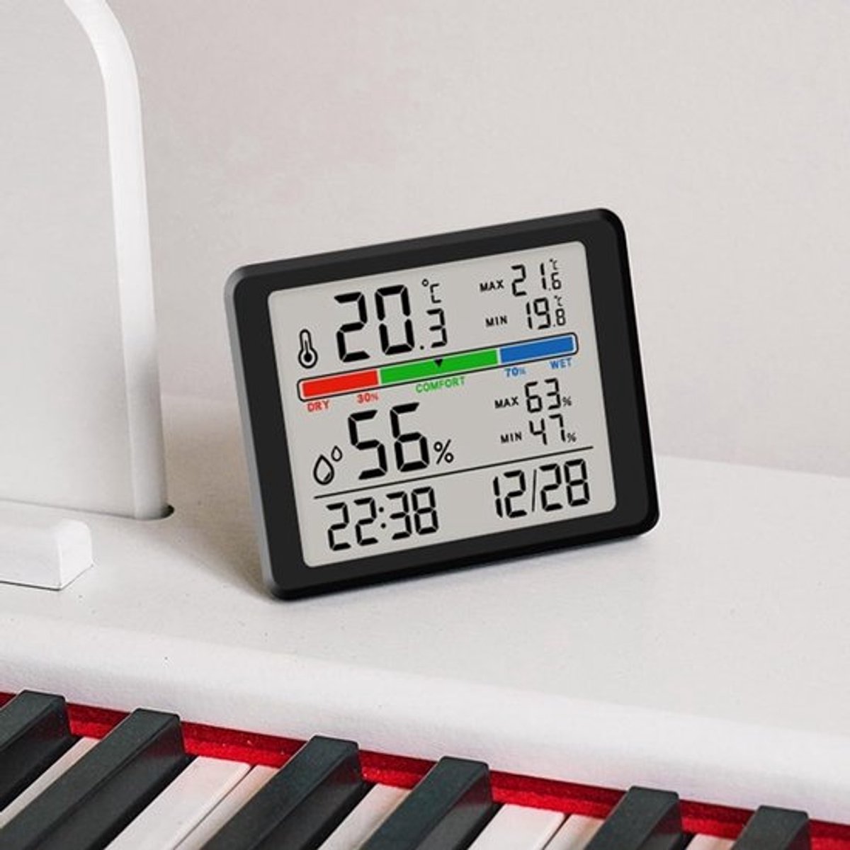 Wekker - Weather Station - Digital Hygrometer - Room Thermometer - Temperature and Humidity Meter - Baby's Room - Children's Room - Office - Kitchen - Wall — image 5