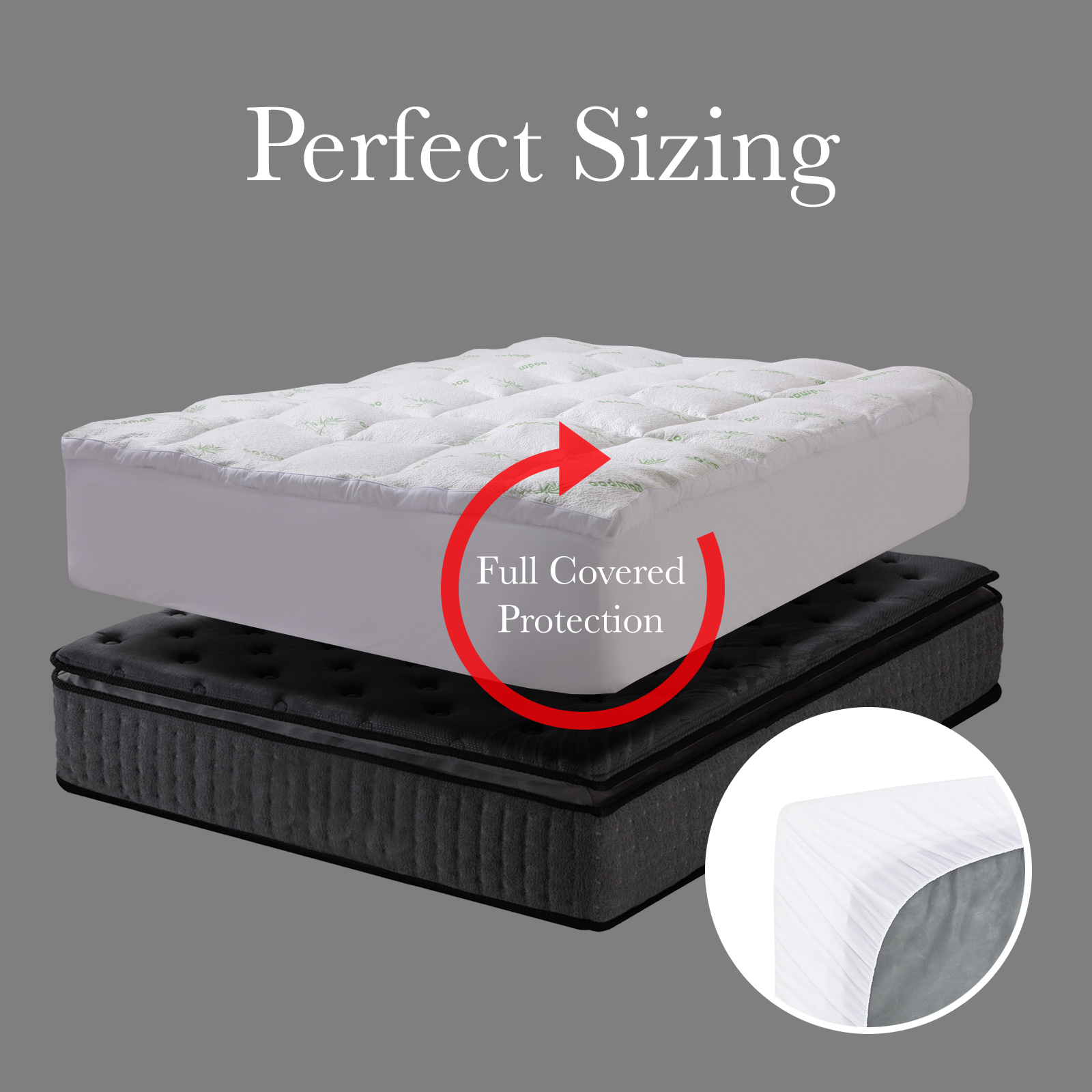 Royal Comfort 1000GSM Luxury Bamboo Covered Mattress Topper Ball Fibre Gusset - Single - White โ image 6