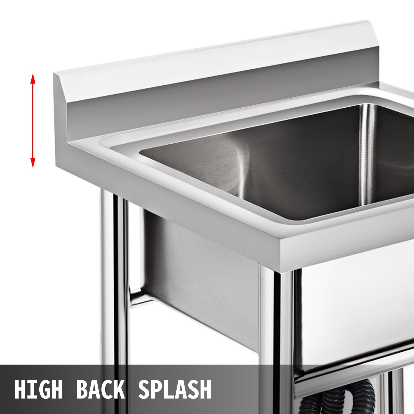 Handmade Sink Non-magnetic Stainless Steel Kitchen Sink Hand Made 1 Compartment 44.4 × 41.9 × 25.4 cm Capacity Huge Tub Sink for Farmhouse Cafe Shop Hospital — image 4