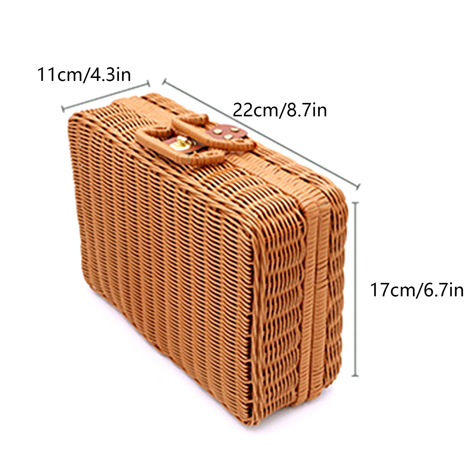 Vintage Handmade Imitation Rattan Woven Storage Case Makeup Travel Picnic Shop Luggage Basket Holder Sundries Organizer Box โ image 3