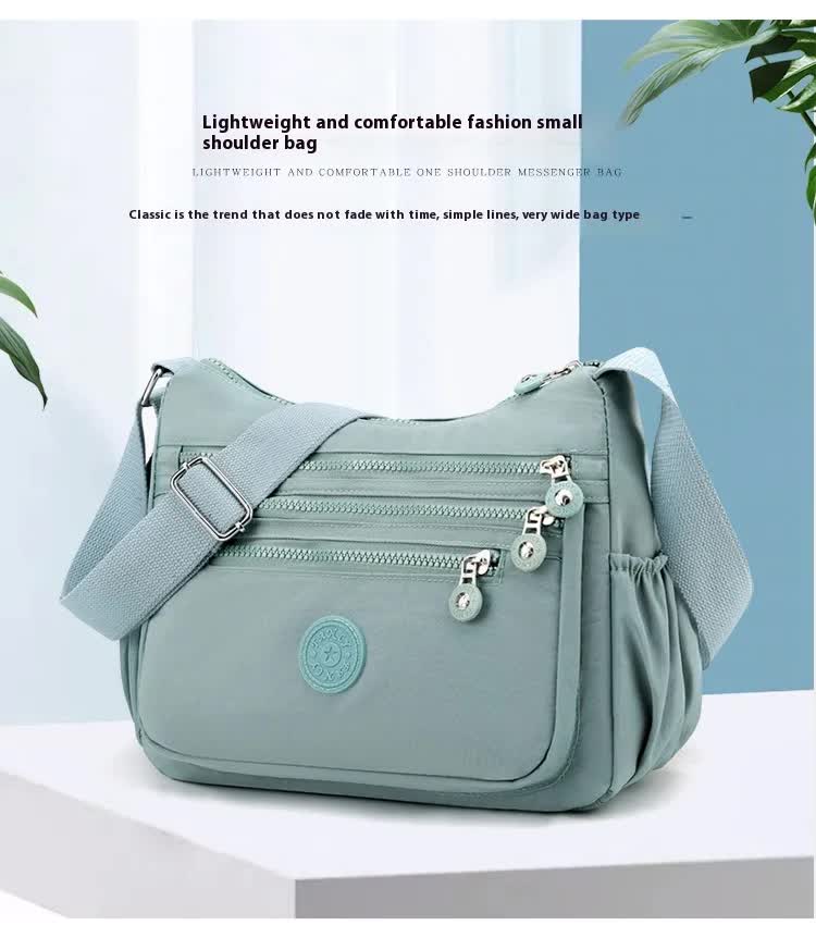 Women's Lightweight Nylon Crossbody Bag Waterproof Multi Pocket Shoulder Purse Travel Messenger Grey — image 2
