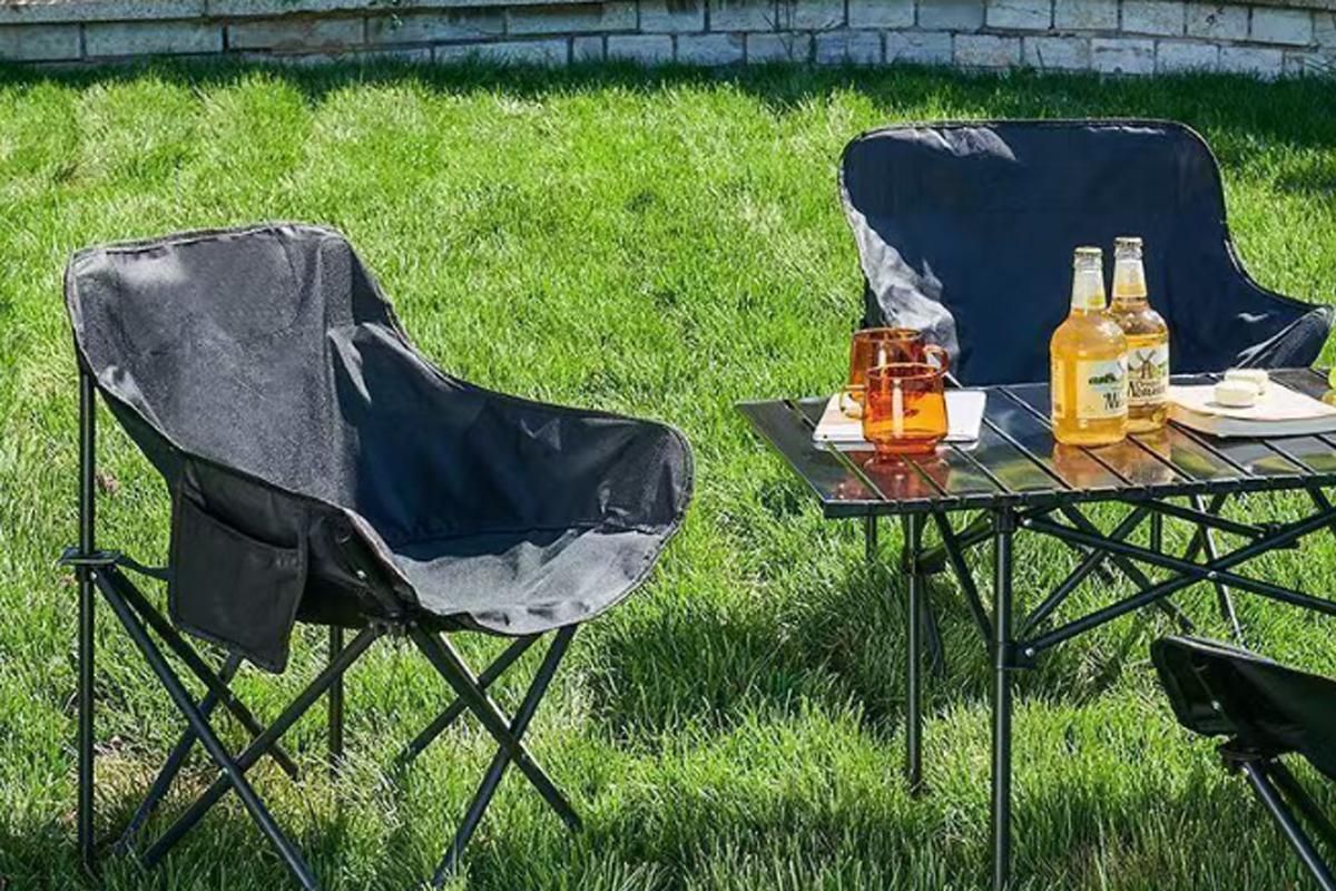 Compact Folding Chair Portable Camping Chair for Outdoor Activities - Black β image 2