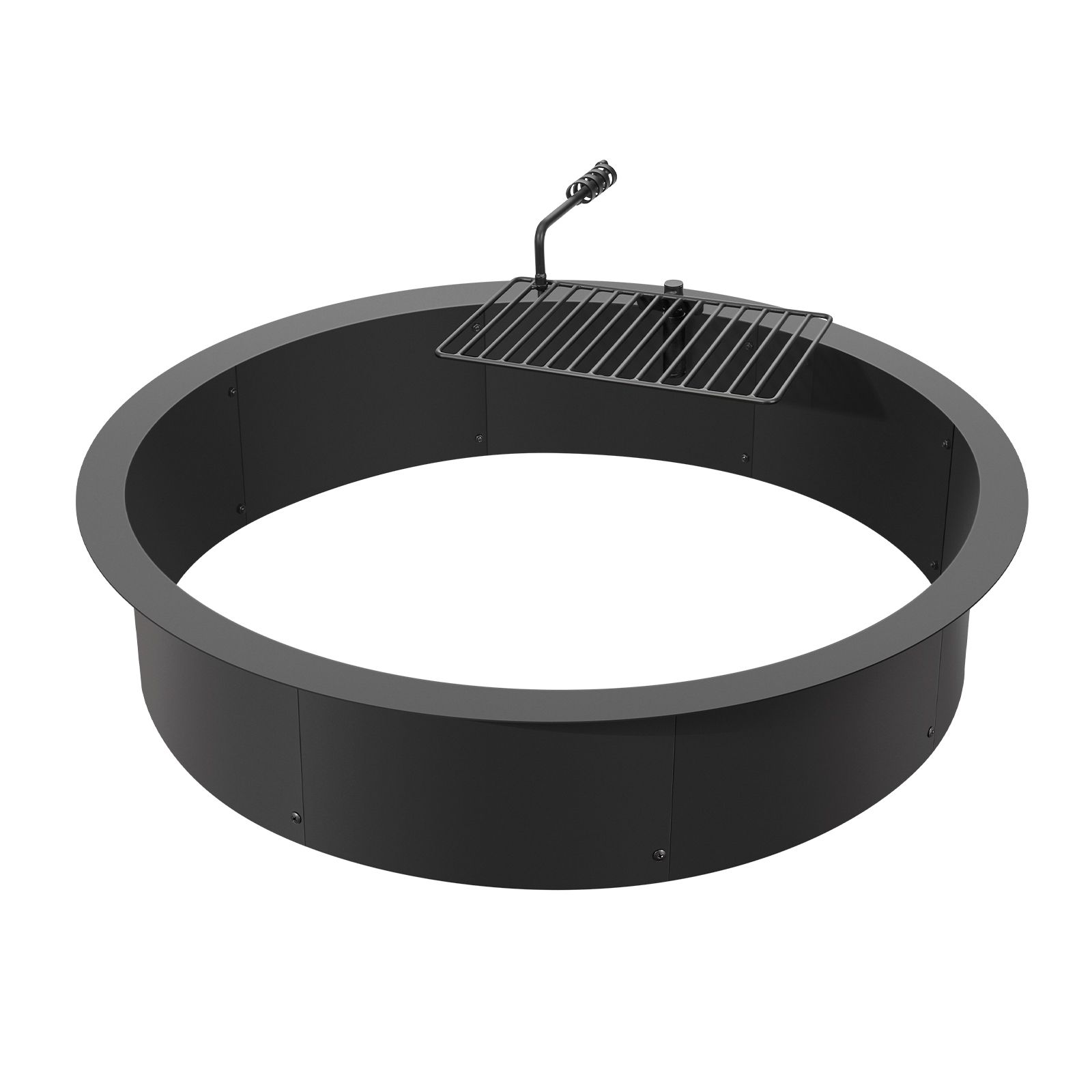 Fire Pit Ring, Fire Pit Insert with Barbecue Fire Ring, 40-In Outer/36-In Inner Diameter, 8.5in Height, Carbon Steel Liner DIY Campfire Ring above/In-Ground