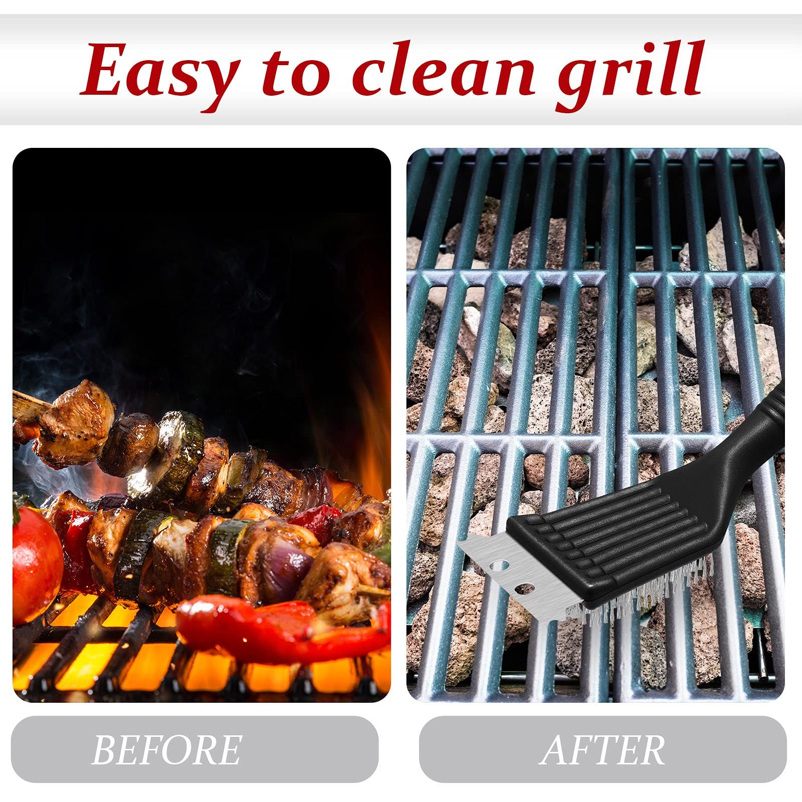 2 Pieces Grill Brush and Scraper Stainless Steel Wire Grill Brush Extra Strong BBQ Cleaner Accessories Duty Barbecue (8 Inch) — image 4