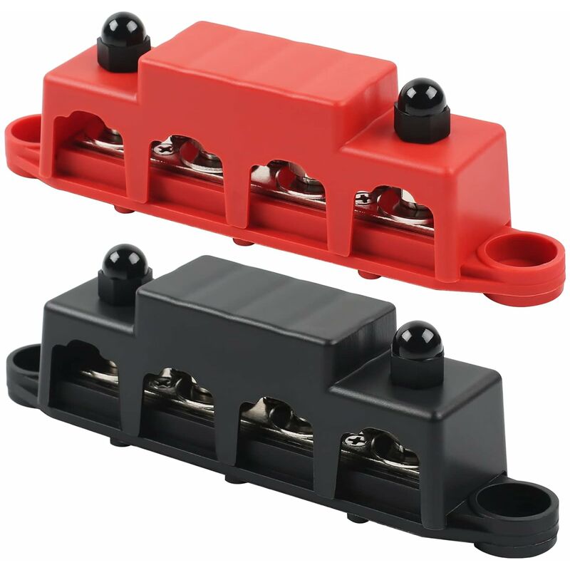 12V,48V Dc,250A Busbar Distribution Block,With 4 M8 Clamp Bolts,Grounding Current For Car Rv Boat Yacht (Red And Black