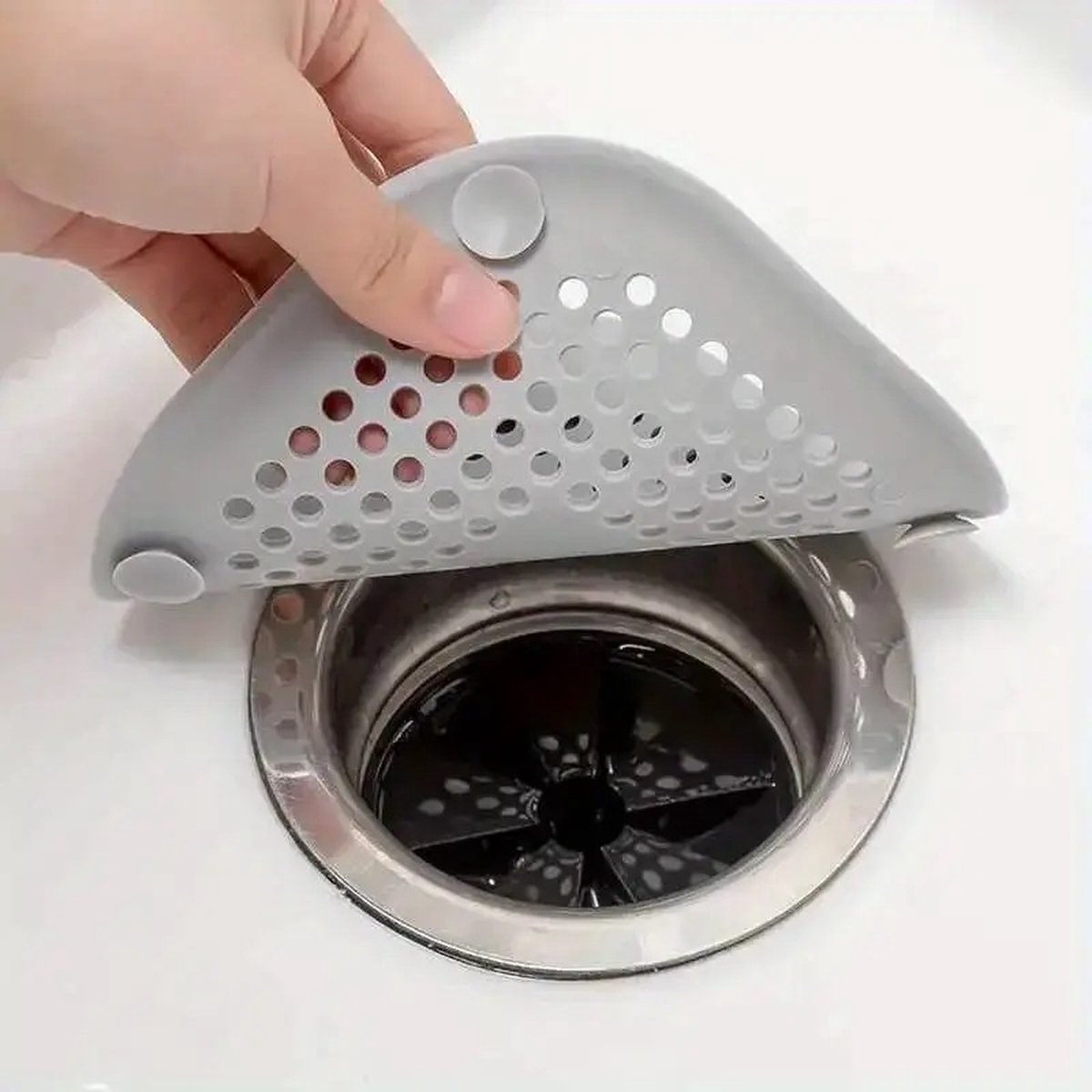Luxury Shower Drain Mat with Suction Cups | Sink Filter | Drain Plug | Small Drain | Shower Tray | Hair Stopper | 14 CM Diameter | Silicone | White — image 3