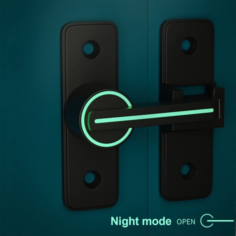 Luminous Sliding Interior Door Lock Latch, 90° Tilt Door Hook Latch, Anti-Theft Hasp Buckle Lock Bolt, For Door, Window — image 2