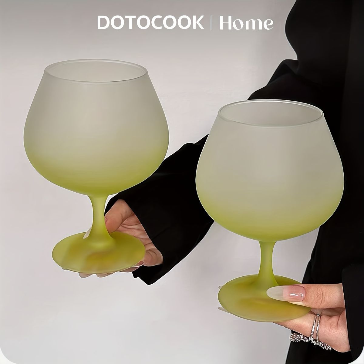 gradient frosted glass goblets, French stemware wine glasses, elegant juice cups Australia, designer drinkware home, stylish glassware gifts - Green - Size โ image 5