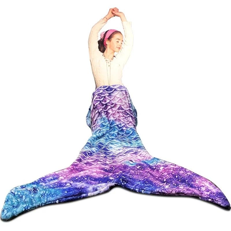 Mermaid Tail Blanket, Star Gradient Flannel Fleece, Soft and Warm, Essential for Lounging and Photo Taking at Home.(powderblue) โ image 5