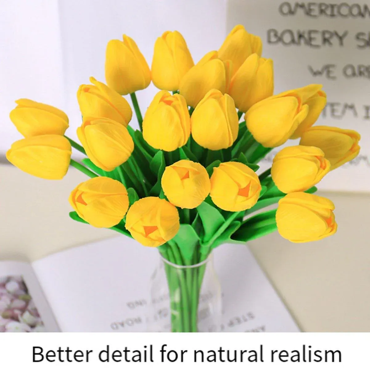 20PCS Real Touch Artificial Tulip Bouquet Fake Flowers for Home Wedding Decor - Pink — image 5
