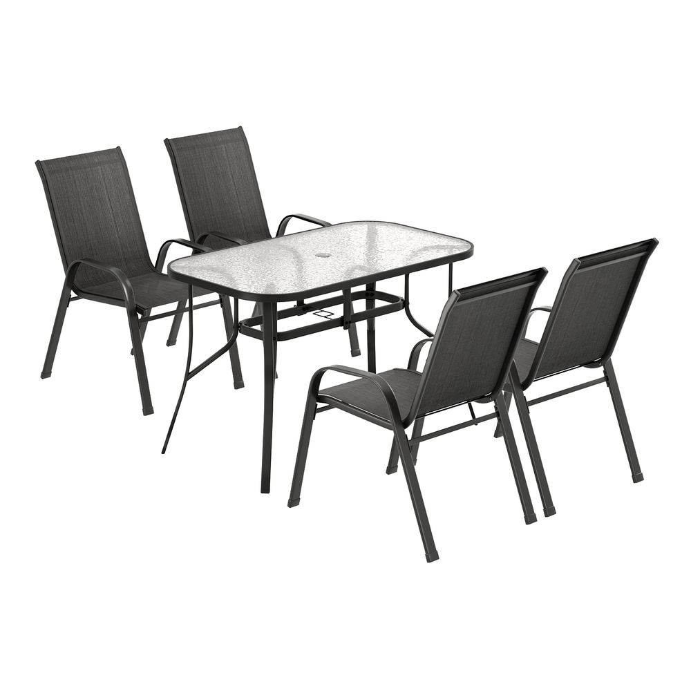 Gardeon 5PC Outdoor Dining Set Table and Chairs Patio Furniture Bistro Set Garden Black — image 3