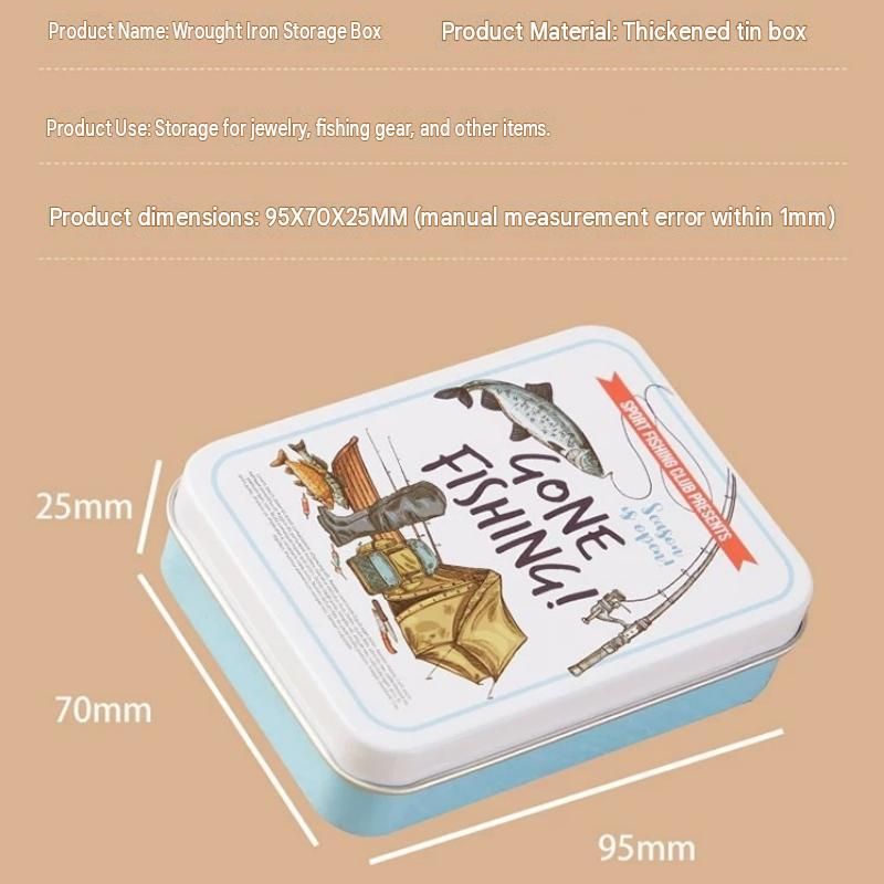 3-Pack Fishing club patterns Portable Metal Storage Box for Cotton Swabs and Coins – Compact and Portable (95x70mm), Durable Storage Accessory — image 5