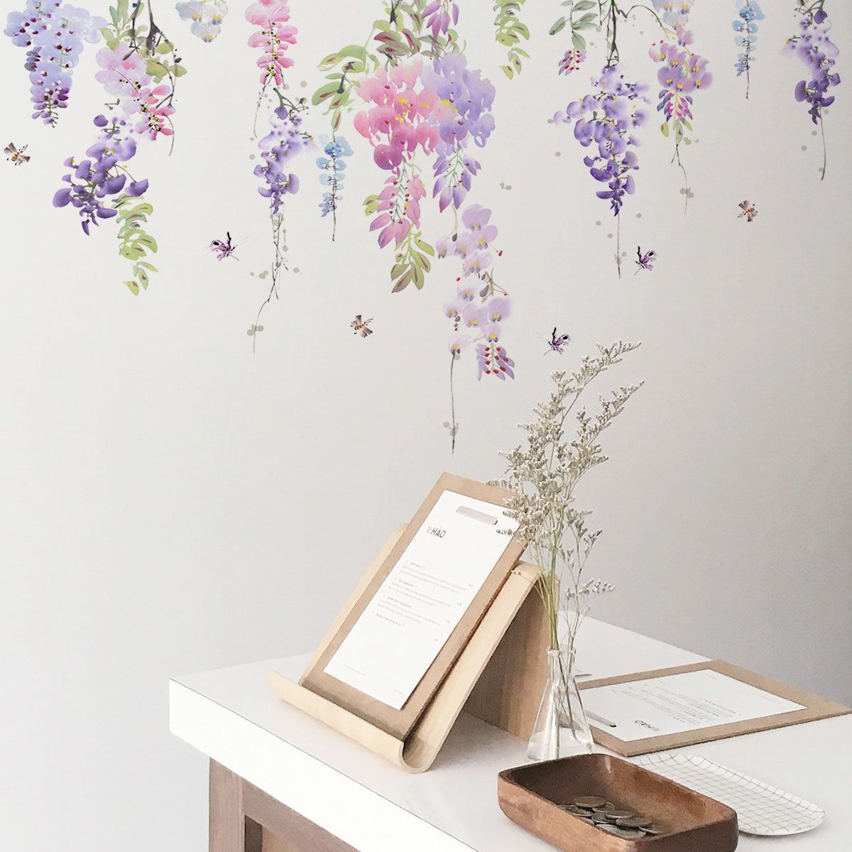 Flower Wall Decals Purple Hanging Vines Floral Wall Stickers for Girls Bedroom Nursery Living Room Wall Decor โ image 5
