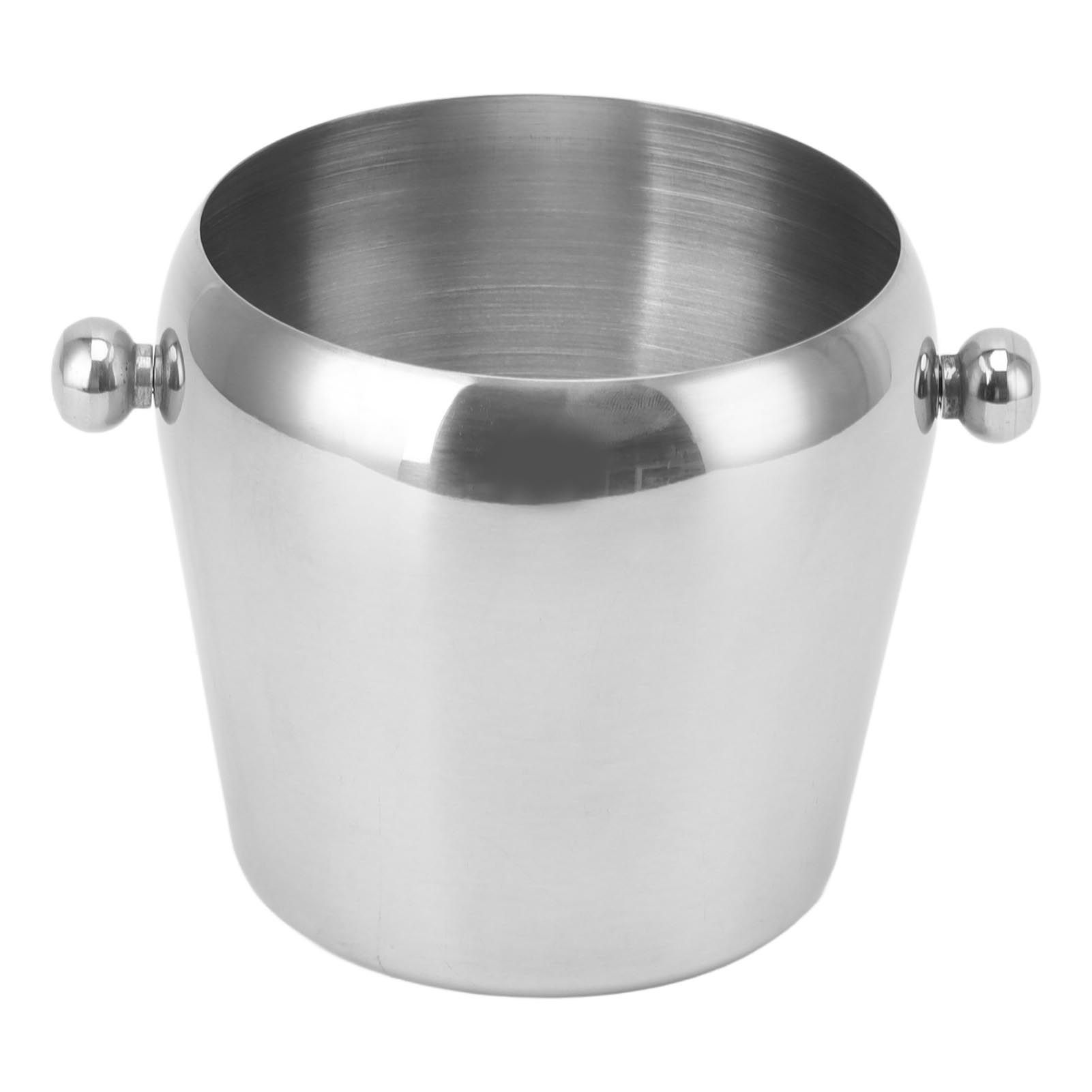 Stainless Steel Ice Bucket Champagne Ice Bucket Wine Chiller Bucket Beverage Tub with Smooth Handle for Home Bars Parties Silver Naked Small 1L — image 3