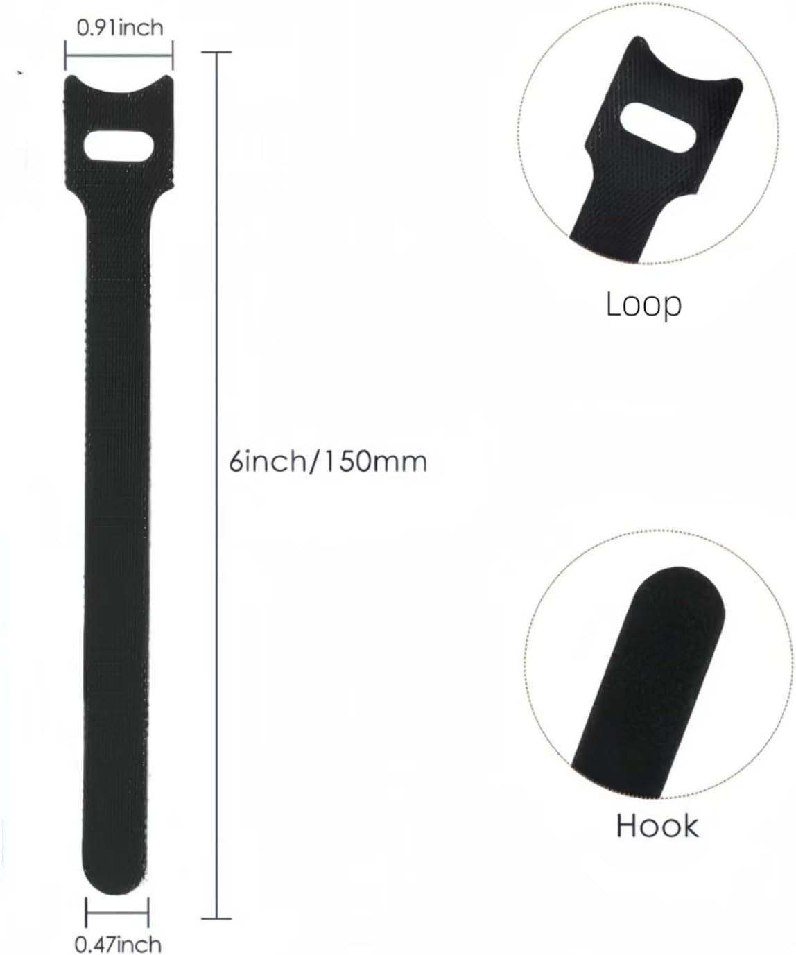 100 PCS 6 Inches Reusable Cable Ties, Adjustable Wire Ties, Cable Organizer, Cord Wrap and Hook Loop Cords Management for Organizing Home, Office, Data โ image 2