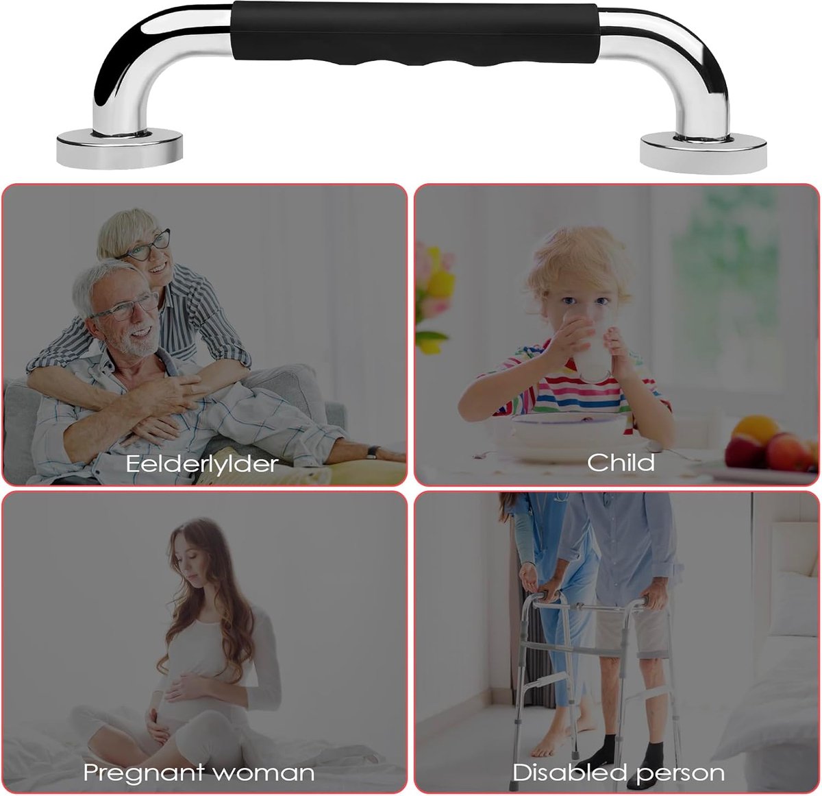 2 Pieces Toilet Grab Bars - 30 cm - Wall Grab Bar - Non-Slip Bathroom Grab Bars - Shower Grab Bars - Non-Slip Grab Bar - Toilet Grab Bar - Bathroom Grab Bars — image 6