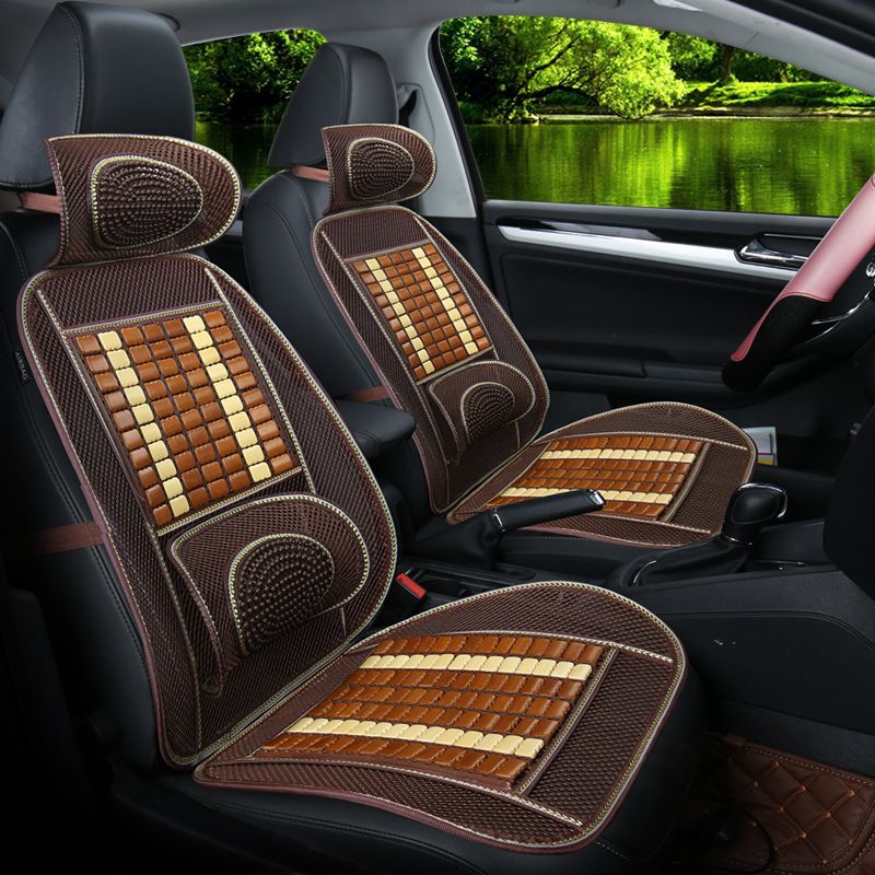 Yi Nirui Bamboo Car Seat Cushion Breathable Cooling Standard wood bead coffee with waist — image 4